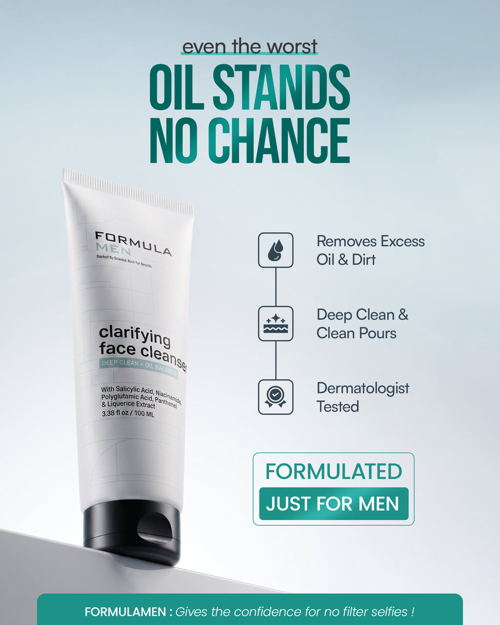 Formulamen - Clarifying Face Cleanser - For Oily & Acne-Prone Skin - For Men