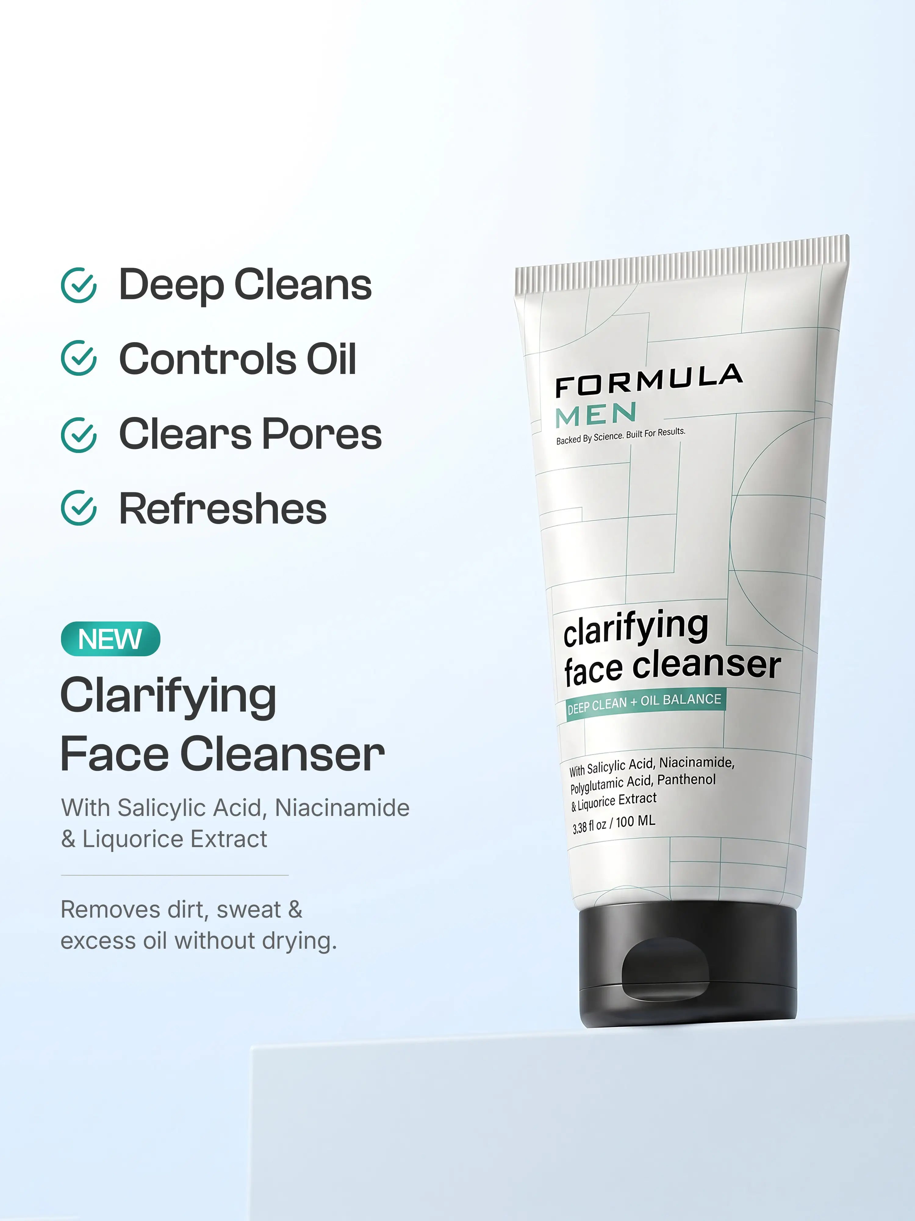 Formulamen - Clarifying Face Cleanser - For Oily & Acne-Prone Skin - For Men